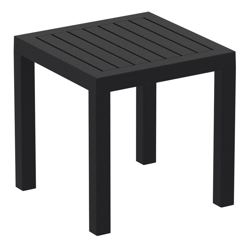 Home Square 2 Piece Square Resin Patio Side Table Set in Black
