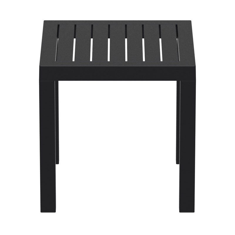 Home Square 2 Piece Square Resin Patio Side Table Set in Black