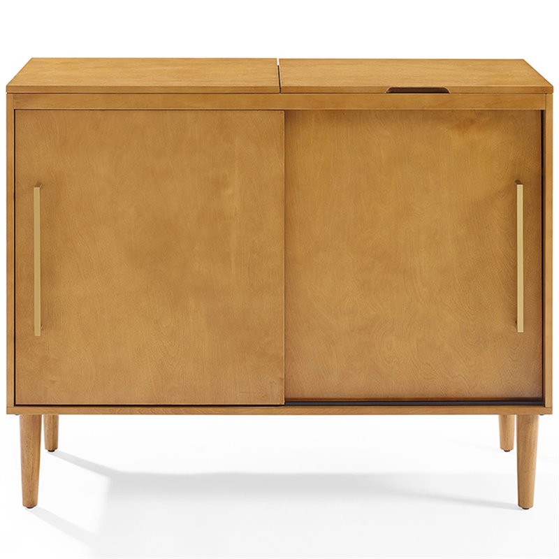 Home Square 2 Piece Solid Wood Media Console Table Set in Acorn Brown