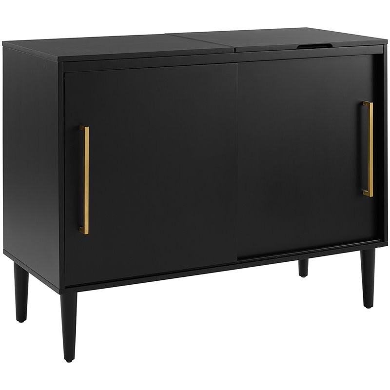 Home Square 2 Piece Solid Wood Media Console Table Set in Matte Black