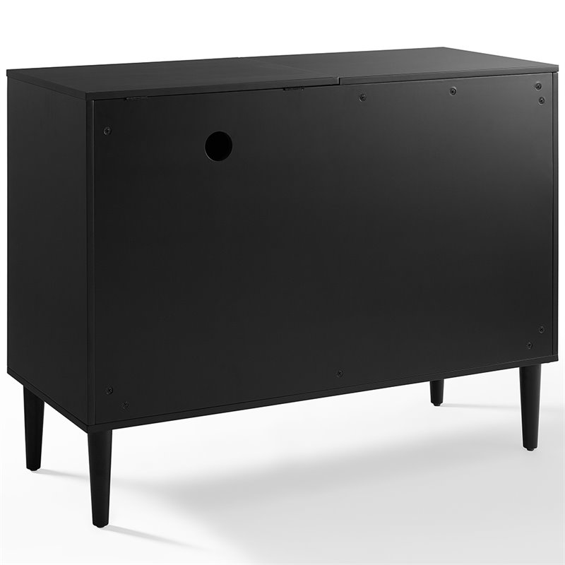 Home Square 2 Piece Solid Wood Media Console Table Set in Matte Black