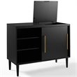 Home Square 2 Piece Solid Wood Media Console Table Set in Matte Black