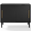 Home Square 2 Piece Solid Wood Media Console Table Set in Matte Black