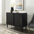 Home Square 2 Piece Solid Wood Media Console Table Set in Matte Black