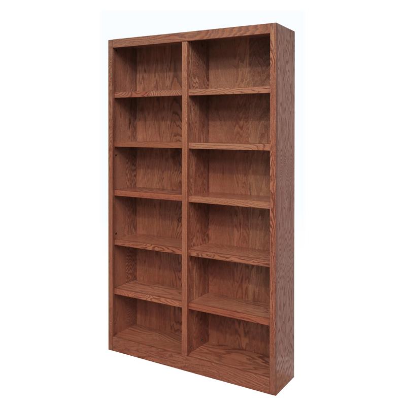 Home Square 2 Piece Tall 12-shelf Double Wide Wood Bookcase Set in Dry Oak