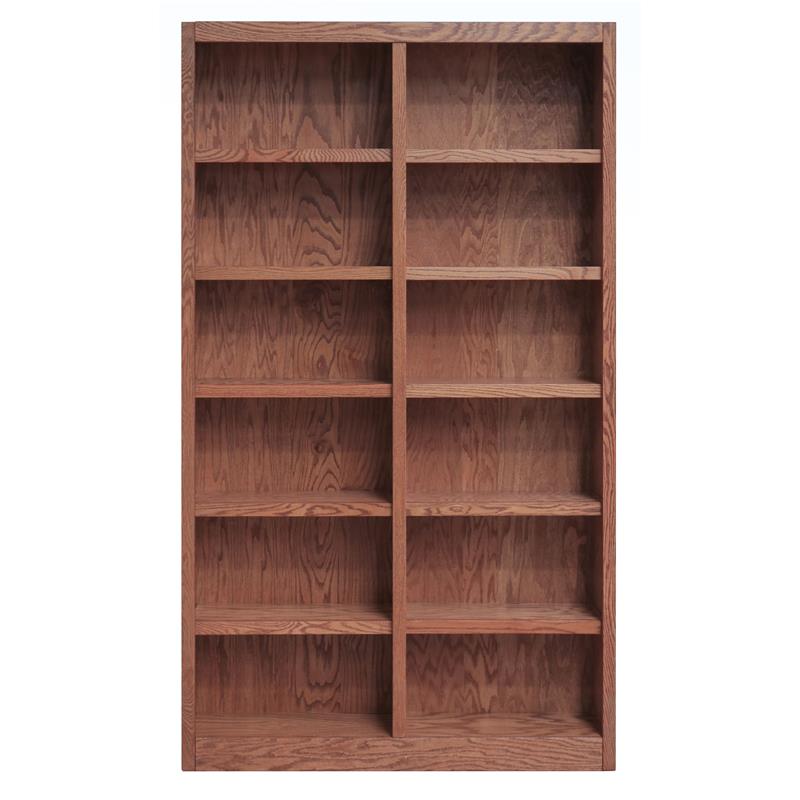 Home Square 2 Piece Tall 12-shelf Double Wide Wood Bookcase Set in Dry Oak