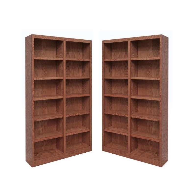 Home Square 2 Piece Tall 12-shelf Double Wide Wood Bookcase Set in Dry Oak
