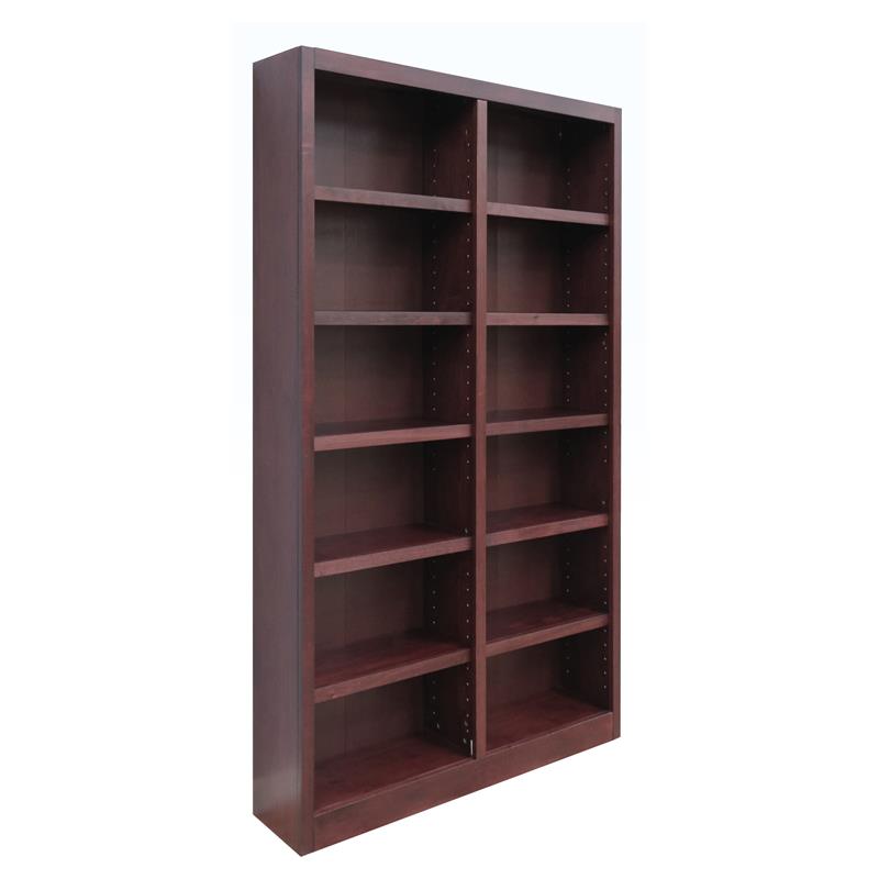 Home Square 2 Piece Tall 12-shelf Double Wide Wood Bookcase Set in Cherry