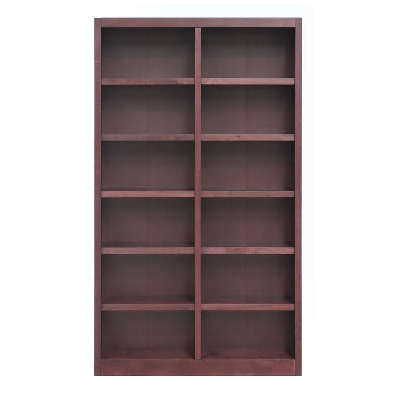 Home Square 2 Piece Tall 12-shelf Double Wide Wood Bookcase Set in Cherry