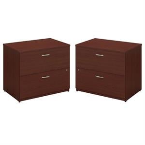 Home Square 2 Piece Lateral Wood Filing Cabinet Set with 2 Drawer in Mahogany