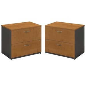 Home Square 2 Piece Wood Filing Cabinet Set with 2 Drawer in Natural Cherry