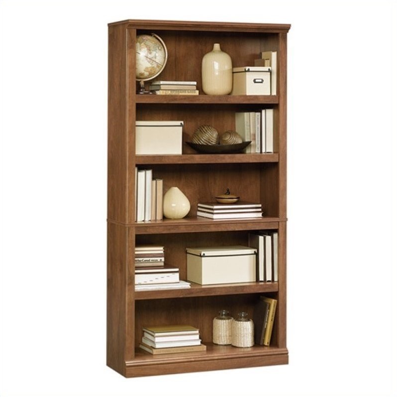Home Square 2 Piece Wood Bookcase Set with 5 Shelf in Oiled Oak