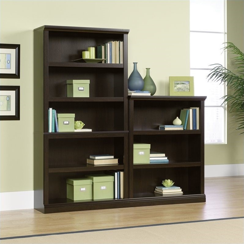 Home Square 2 Piece Wood Bookcase Set with 5 Shelf in Jamocha