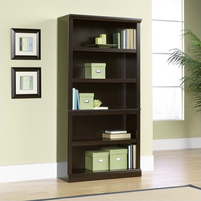 Home Square 2 Piece Wood Bookcase Set with 5 Shelf in Jamocha