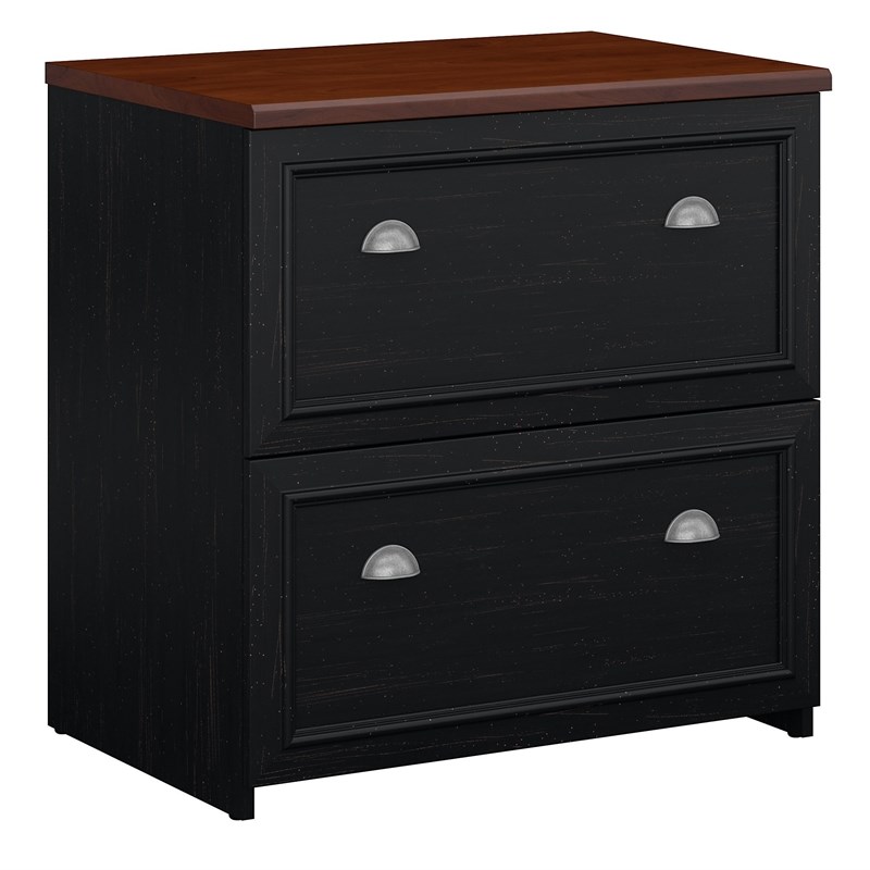 Home Square 2 Piece Engineered Wood Filing Cabinet Set in Antique Black