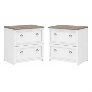Home Square 2 Piece Engineered Wood Filing Cabinet Set in White and Gray
