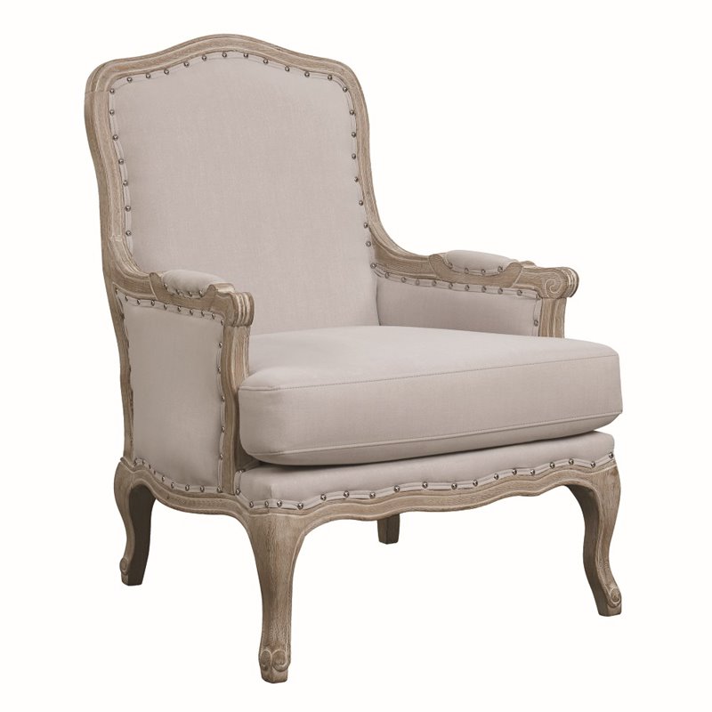 Home Square 2 Piece Regal Distressed Wood Accent Chair Set in Taupe Gray
