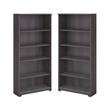 Home Square 2 Piece Engineered Wood Tall Bookcase Set in Heather Gray