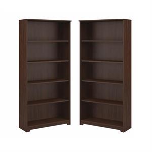 Home Square 2 Piece Engineered Wood Tall Bookcase Set in Modern Walnut