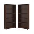 Home Square 2 Piece Engineered Wood Tall Bookcase Set in Modern Walnut