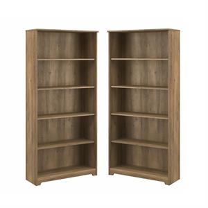 Home Square 2 Piece Engineered Wood Tall Bookcase Set in Reclaimed Pine