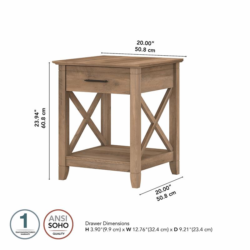 Home Square 2 Piece Engineered Wood End Table Set with Storage in Reclaimed Pine