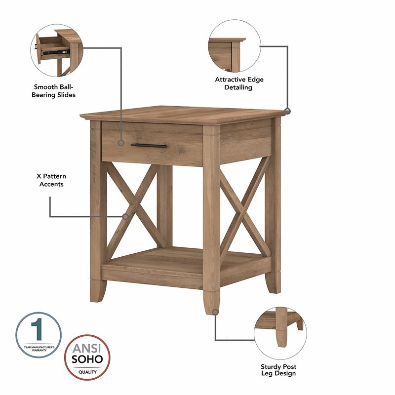 Home Square 2 Piece Engineered Wood End Table Set with Storage in Reclaimed Pine