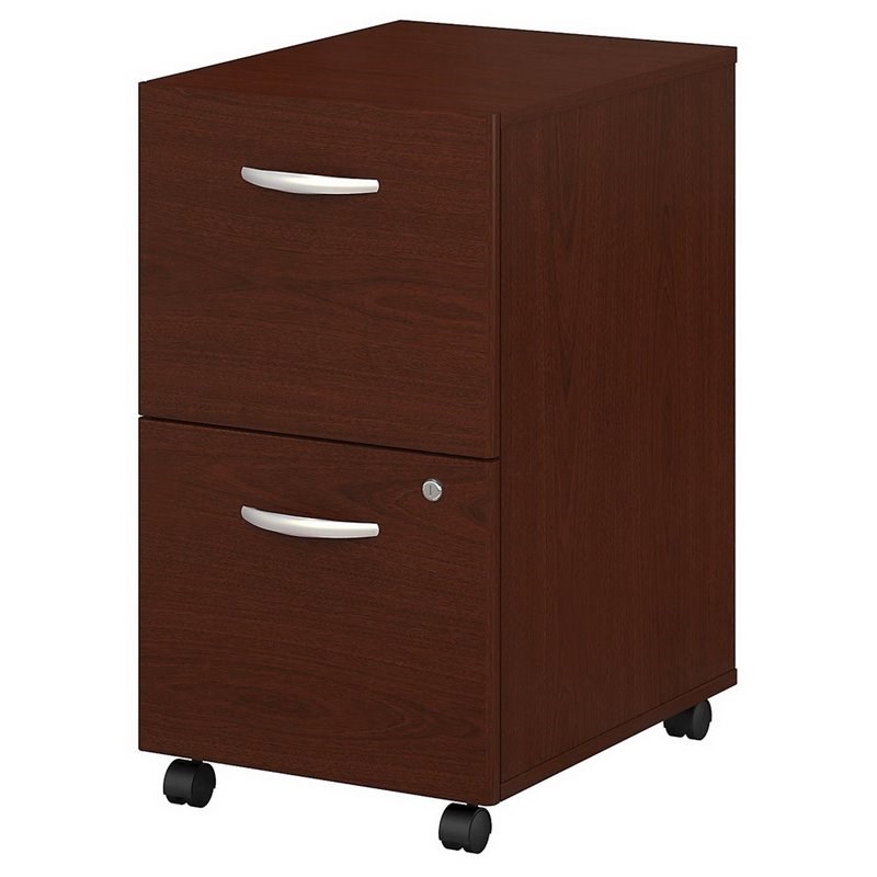 Home Square 2 Piece Engineered Wood Mobile Filing Cabinet Set in Mahogany