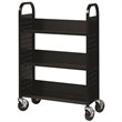 Home Square 2 Piece Single-sided Mobile Metal Book Cart Set in Black