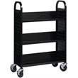 Home Square 2 Piece Single-sided Mobile Metal Book Cart Set in Black