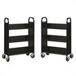 Home Square 2 Piece Single-sided Mobile Metal Book Cart Set in Black