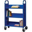 Home Square 2 Piece Single-sided Mobile Metal Book Cart Set in Classic Blue