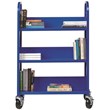Home Square 2 Piece Single-sided Mobile Metal Book Cart Set in Classic Blue