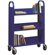 Home Square 2 Piece Single-sided Mobile Metal Book Cart Set in Classic Blue