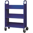 Home Square 2 Piece Single-sided Mobile Metal Book Cart Set in Classic Blue