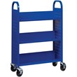 Home Square 2 Piece Single-sided Mobile Metal Book Cart Set in Classic Blue