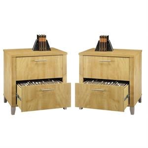 Home Square 2 Piece Wood Lateral Filing Cabinet Set in Maple Cross