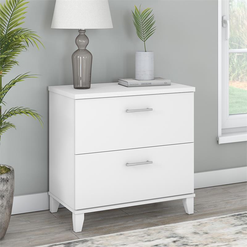 Home Square 2 Piece Engineered Wood Lateral Filing Cabinet Set in White