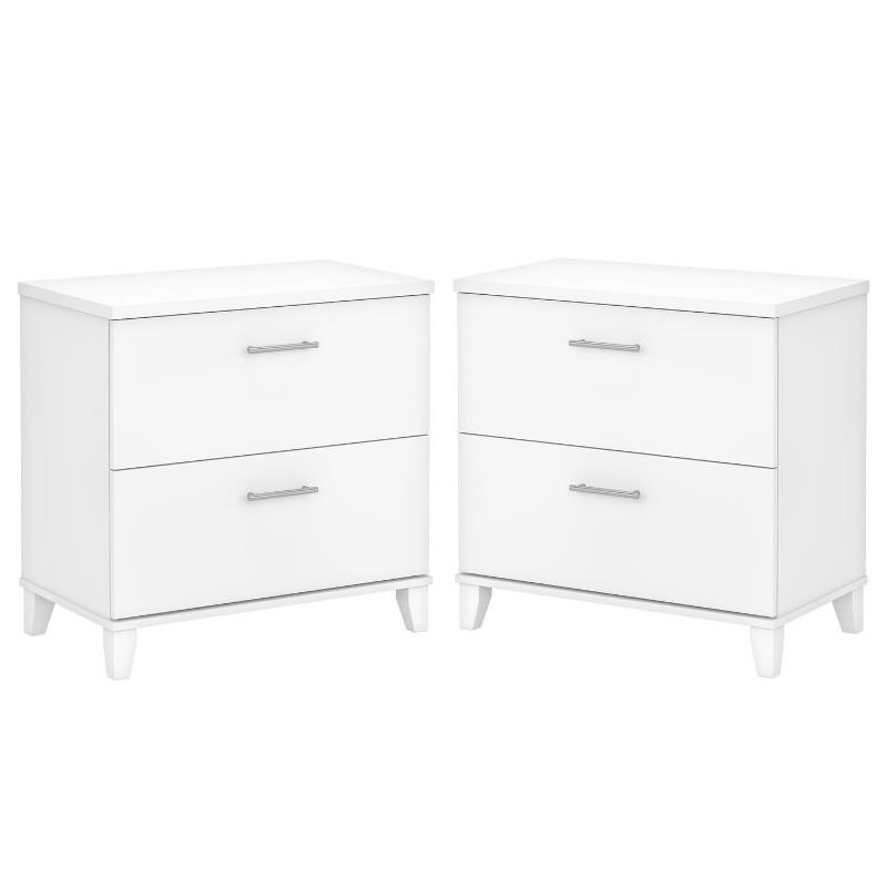 Home Square 2 Piece Engineered Wood Lateral Filing Cabinet Set in White