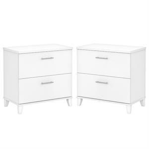 Home Square 2 Piece Engineered Wood Lateral Filing Cabinet Set in White