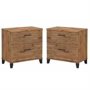 Home Square 2 Piece Engineered Wood Lateral Filing Cabinet Set in Fresh Walnut