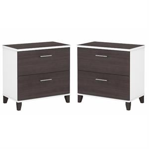 Home Square 2 Piece Wood Lateral Filing Cabinet Set in White and Storm Gray