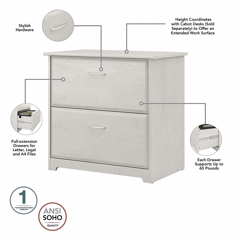 Home Square 2 Piece Engineered Wood Filing Cabinet Set in Linen White Oak