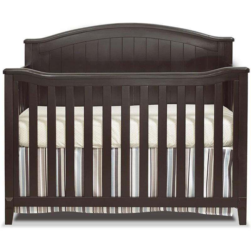 Baby Crib and 6 Drawer Double Dresser Set in Espresso