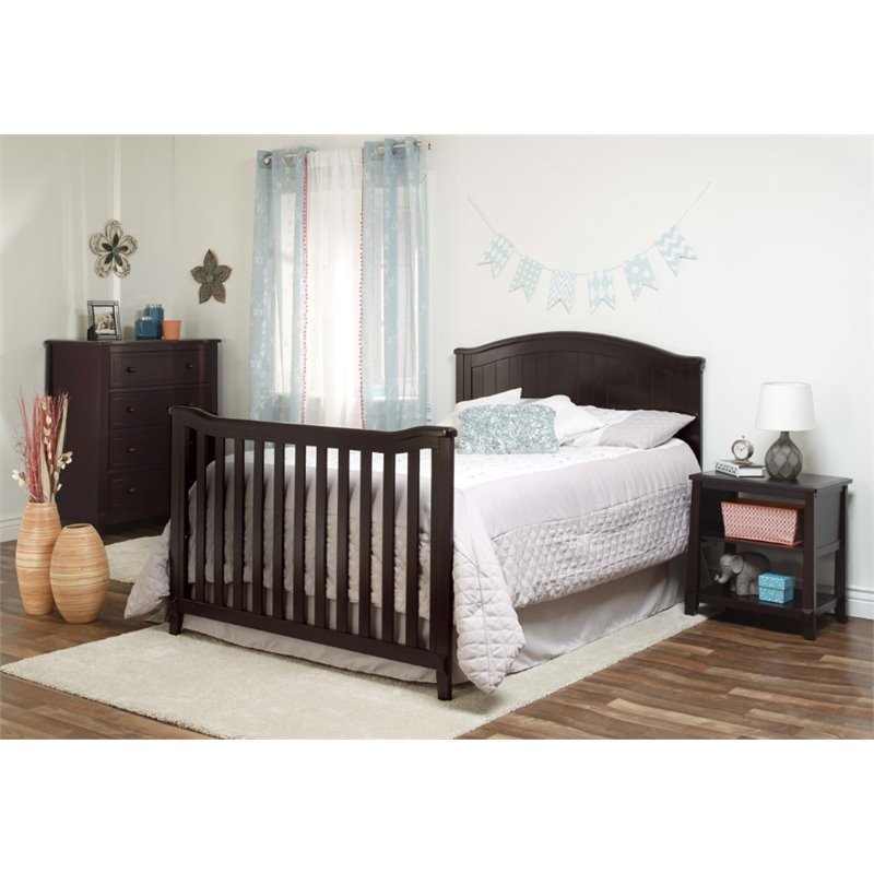 Baby Crib and 6 Drawer Double Dresser Set in Espresso
