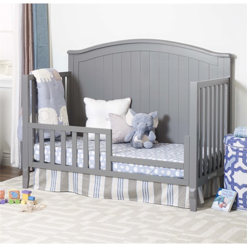 Baby Crib and 4 Drawer Dresser Chest Set in Gray