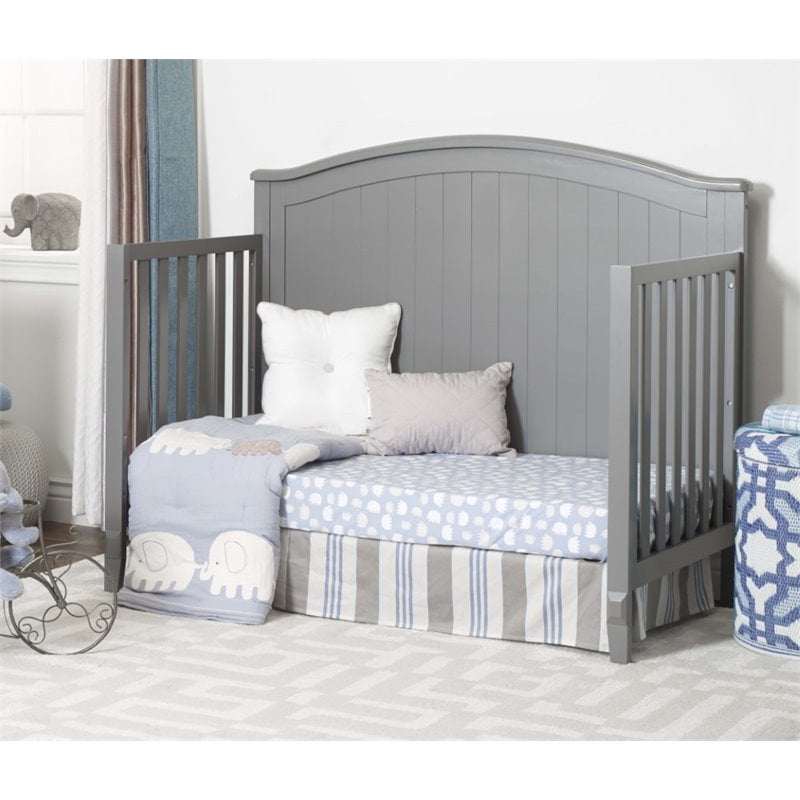 Baby Crib and 4 Drawer Dresser Chest Set in Gray