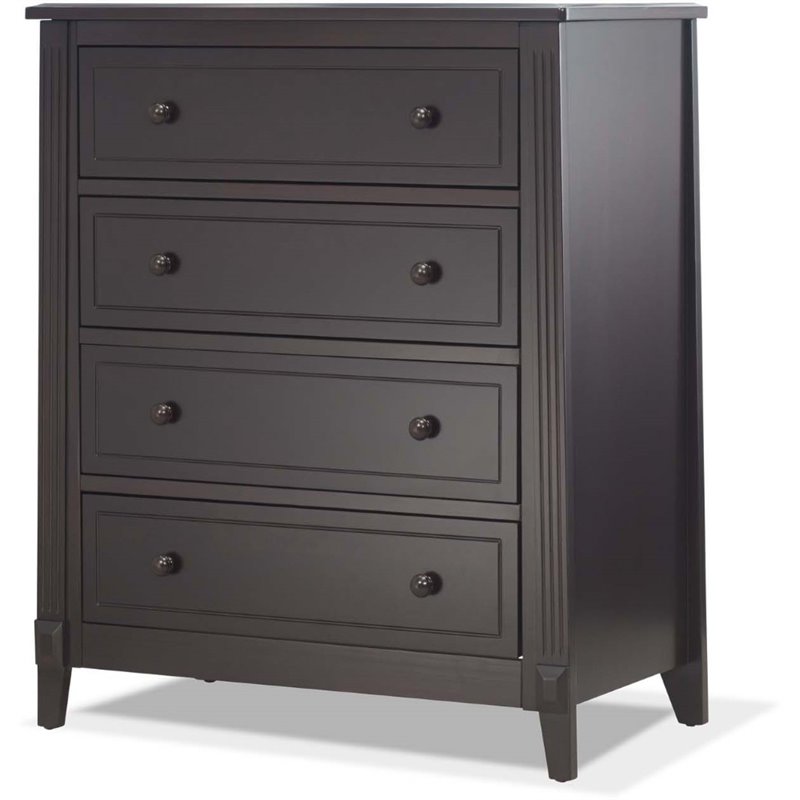 Baby Crib and 4 Drawer Dresser Chest Set in Espresso