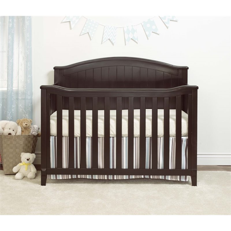 Baby Crib and 4 Drawer Dresser Chest Set in Espresso