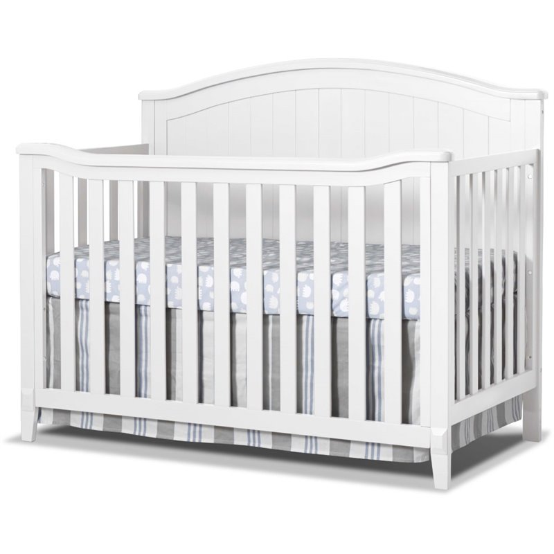 Baby Crib and 4 Drawer Dresser Chest Set in Pure White